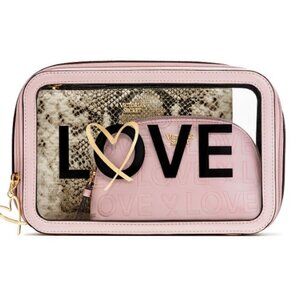 Victoria's Secret VS Love Backstage Pink Nested Trio Make Up Bag Set